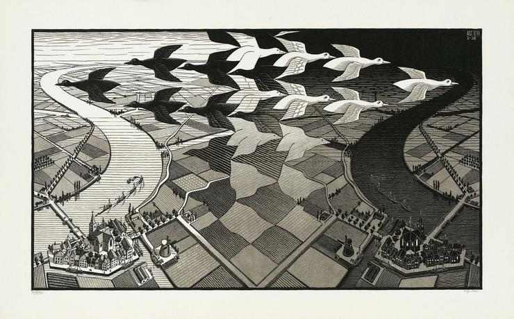 Maurits Cornelis Escher - 1938 | Xilografia - Photo Credit M.C. Escher Company - Fortementein.com